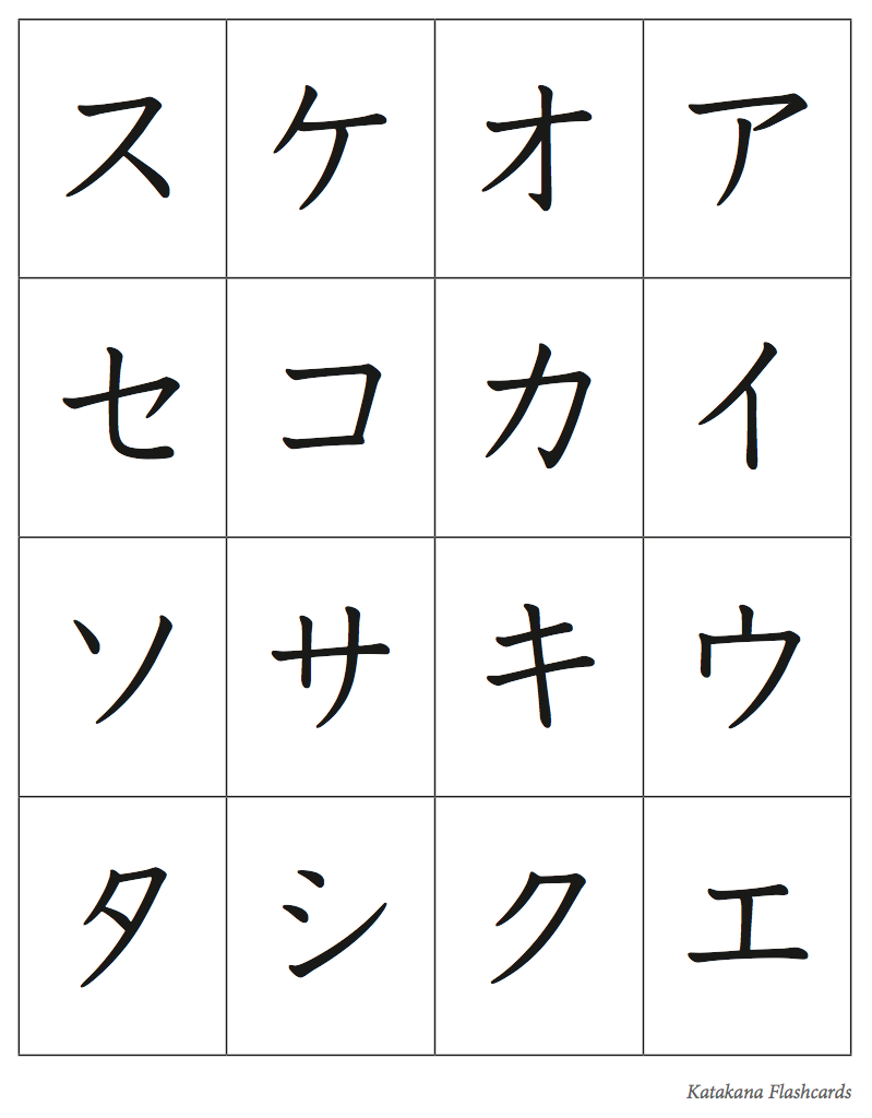 Free Printable Katakana Flash Cards